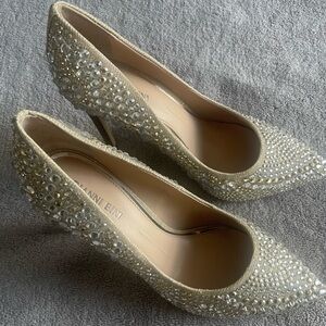 Gianni Bini nude crystal sparkly bling high heels for prom, party Size 9